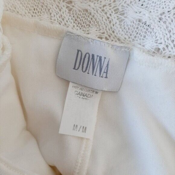 DONNA White Lace Stretchy Knee Length Midi Dress Sz M - Picture 9 of 10